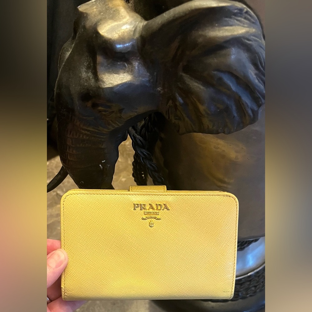 Prada Yellow Saffiano Leather Wallet with Gold Logo - Picture 4 of 16